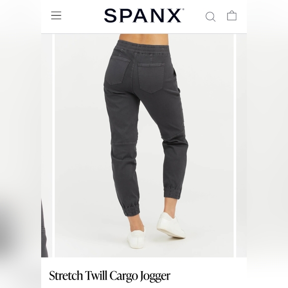 SPANX Stretch Twill Cargo Jogger, "washed black", small - Picture 3 of 7